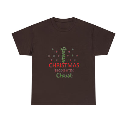 Christmas Begins With Christ Unisex Heavy Cotton Tee