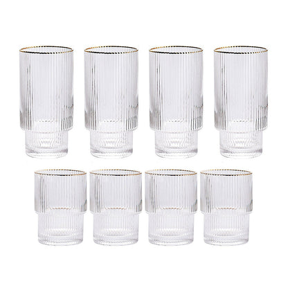 Stackable Gold Rim Ripple Drinking Glass
