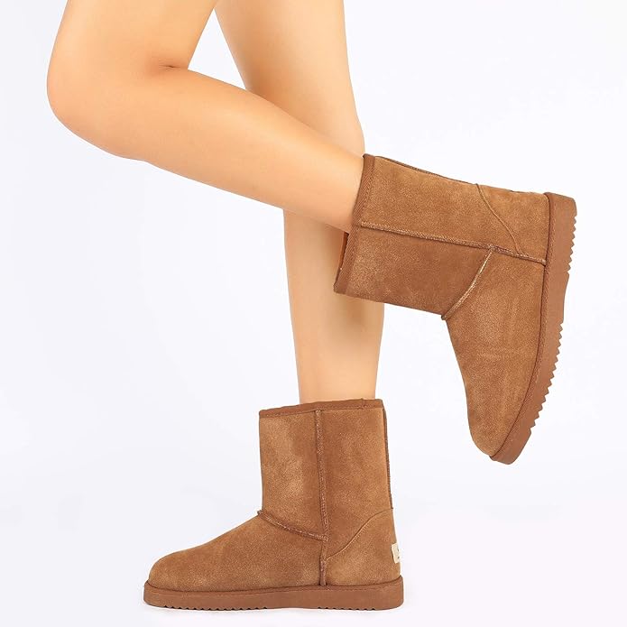 DREAM PAIRS Women's Shorty-New Mid Calf Winter Snow Boots