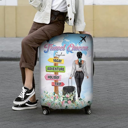 Jinniee Personalized Name Travel Queen Luggage Cover Protector Travel Bag Covers Suitcase Cover Travel Bag Covers Gift for Traveling Lovers 24